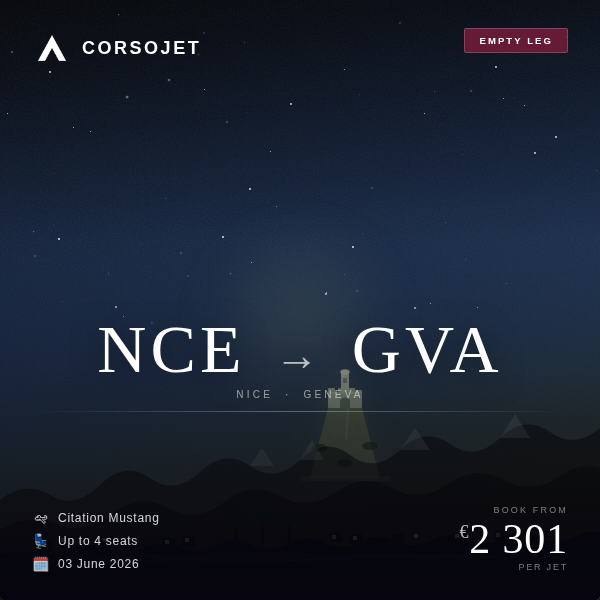 CorsoJet empty leg Nice to Geneva